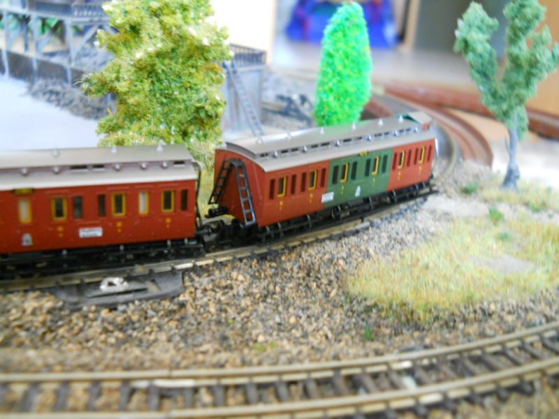 Preussen steam passenger train  on wooden root track